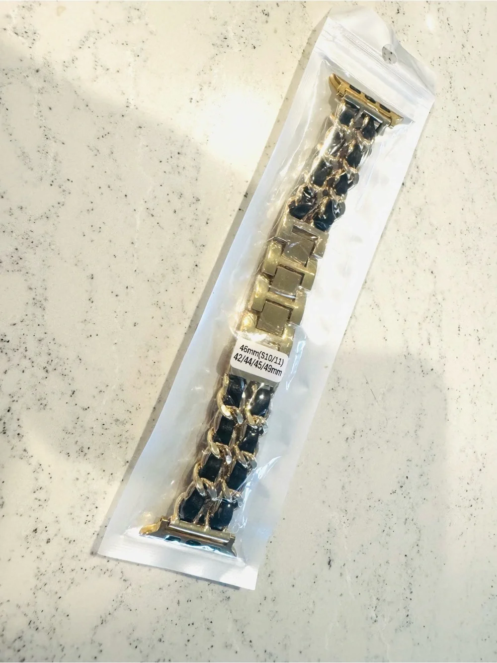 Gold and Black Chain-Link Watch Band for Smartwatch